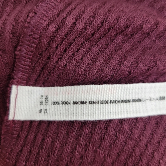 Free People Make It Easy Thermal Turtleneck Top XS Midnight Plum Lettuce Edge - Picture 12 of 12